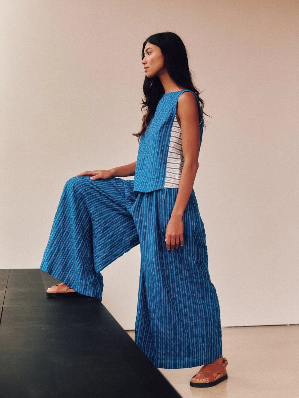 NEW WITH TAGS SIDELINE Anna Trousers in cobalt stripe